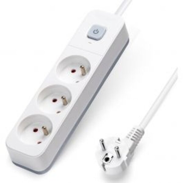 HLW LED White Power Strip with Switch – 3 Outlets, 3m Extension Cord, 2300W LED Accessories