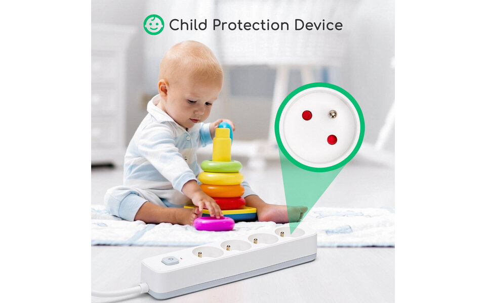 HLW LED Aigi Anzim Power Strip with Switch - 2300W LED Extension Cord with 4 Outlets, 3 Meters HLW LED Aigi Anzim Power Strip with Switch - 2300W LED Extension Cord with 4 Outlets, 3 Meters