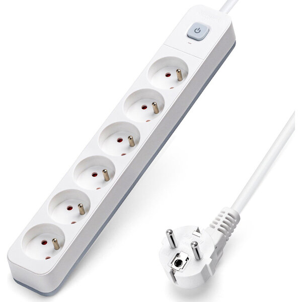 HLW LED Aigi Anzim Power Strip with Switch - 6 Outlets, 3m Extension Cord, 2300W LED Accessories