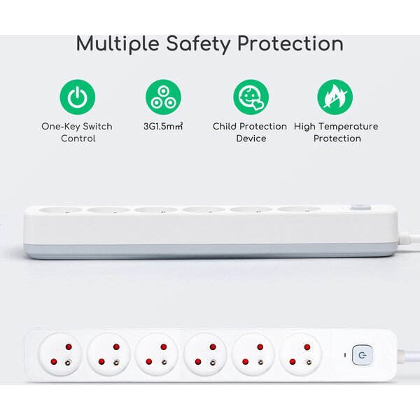 HLW LED Aigi Anzim Stekkerdoos met Schakelaar - 6 Stopcontacten, 3m Verlengsnoer, 2300W LED Toebehoren