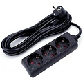 Power Strip Extension Cord 3m - 3680W LED - 3 Outlets - Black