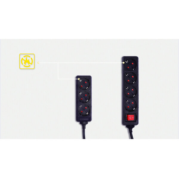 HLW LED Power Strip & Extension Cord 3680W - 2 Outlets, 3m LED Accessories