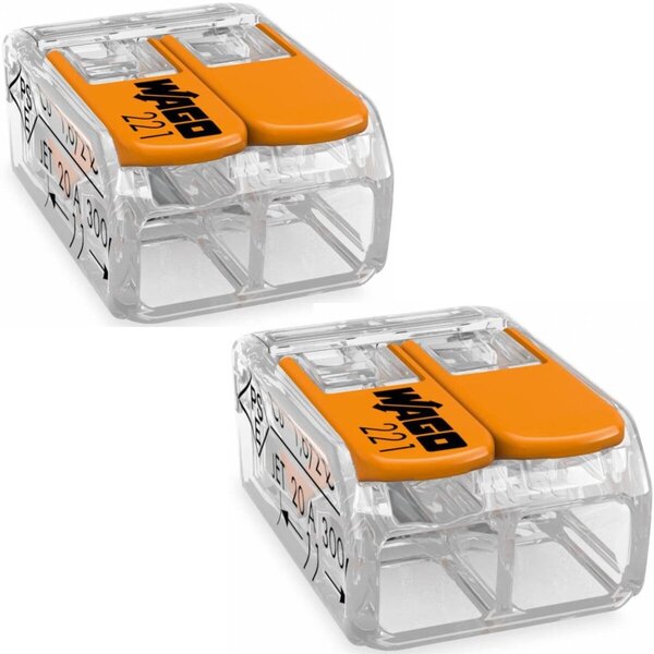 WAGO WAGO Lasklem Set 2 Stuks - 2 Polig met Klemmetjes, Ideaal voor LED Toebehoren