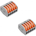 Lasklem Set 2 Stuks - 5 Polig met Klemmetjes voor LED Toebehoren, Grijs/Oranje Lasklem Set 2 Stuks - 5 Polig met Klemmetjes voor LED Toebehoren, Grijs/Oranje