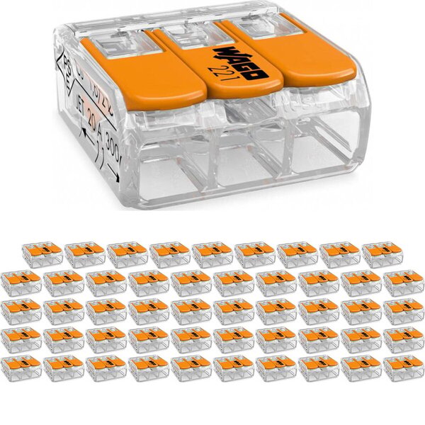 WAGO WAGO 3-Pole Splice Terminal Set 50 Pieces – Reliable LED Accessories Orange