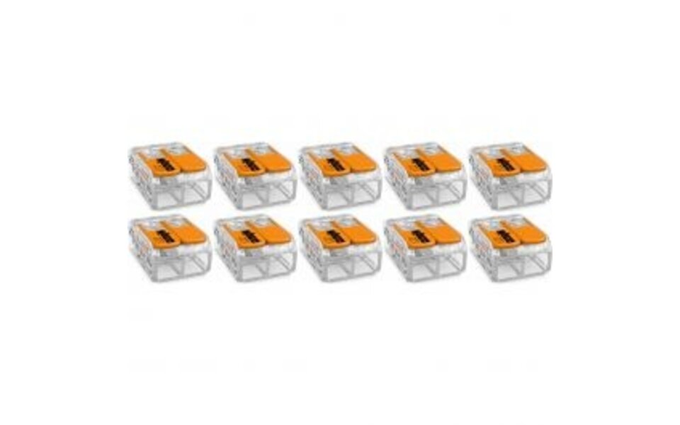 WAGO WAGO Splice Terminal Set 10 Pieces - 2-Pole Orange with Clips for LED Accessories
