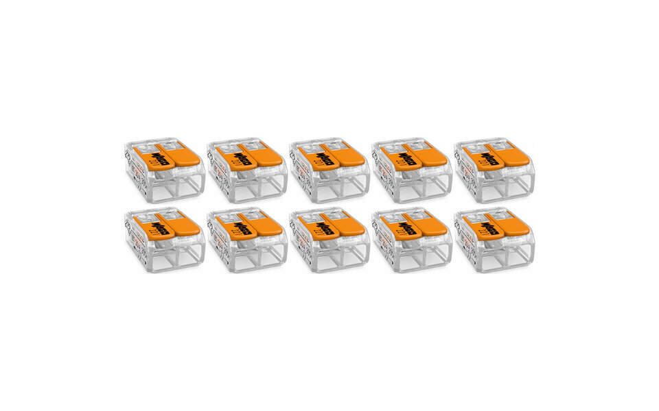 WAGO WAGO Lasklem Set 10 Stuks - 2 Polig Oranje met Klemmetjes voor LED Toebehoren WAGO WAGO Lasklem Set 10 Stuks - 2 Polig Oranje met Klemmetjes voor LED Toebehoren