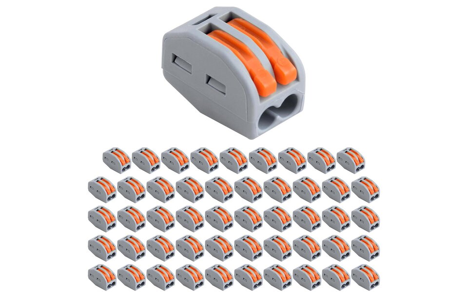 HLW LED Lasklem 50 Stuks - 2 Polig Verbindingsklem LED Toebehoren Grijs/Oranje