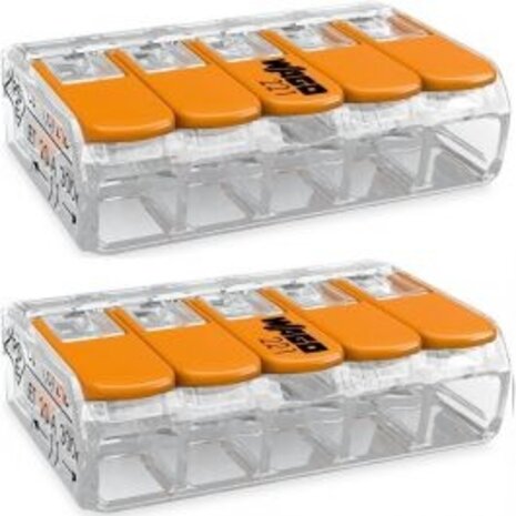 WAGO Lasklem Set 2 Stuks 5-polig met Klemmetjes - Perfect LED toebehoren