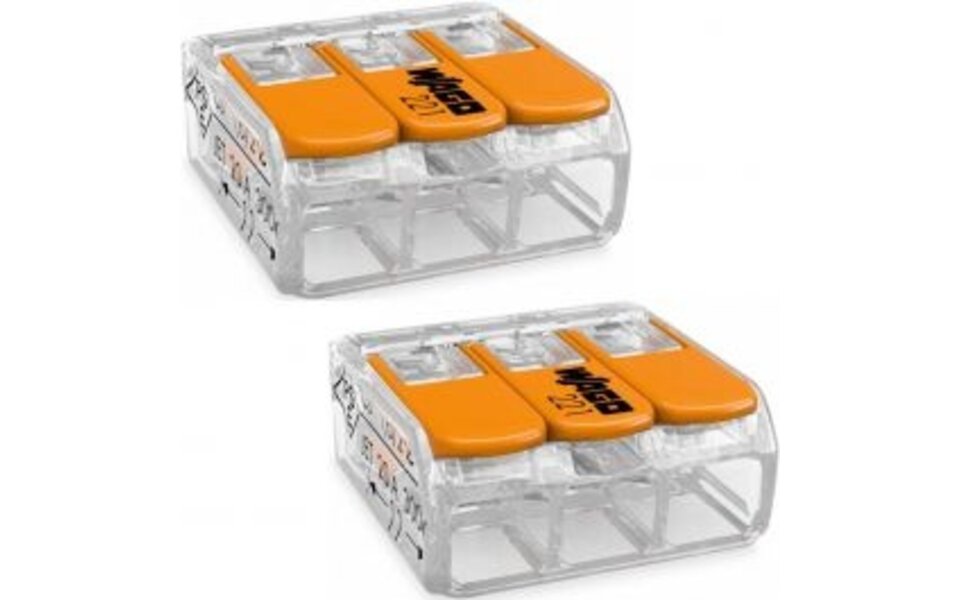WAGO WAGO 3 Polig Lasklem Set 2 Stuks - Oranje, Ideaal voor LED Toebehoren