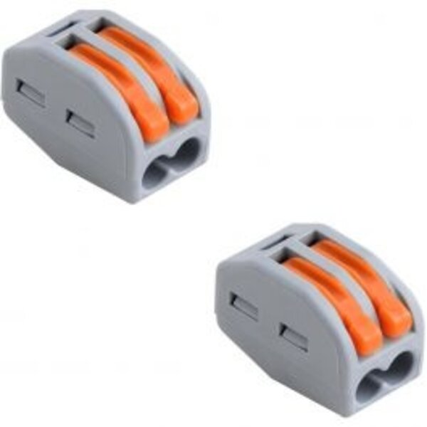 HLW LED Lasklem Set 2 Stuks - 2 Polig met Klemmetjes | LED Toebehoren Grijs/Oranje