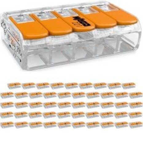 WAGO 5-pole Splice Terminal Set 50 pcs Orange - Ideal for LED Accessories