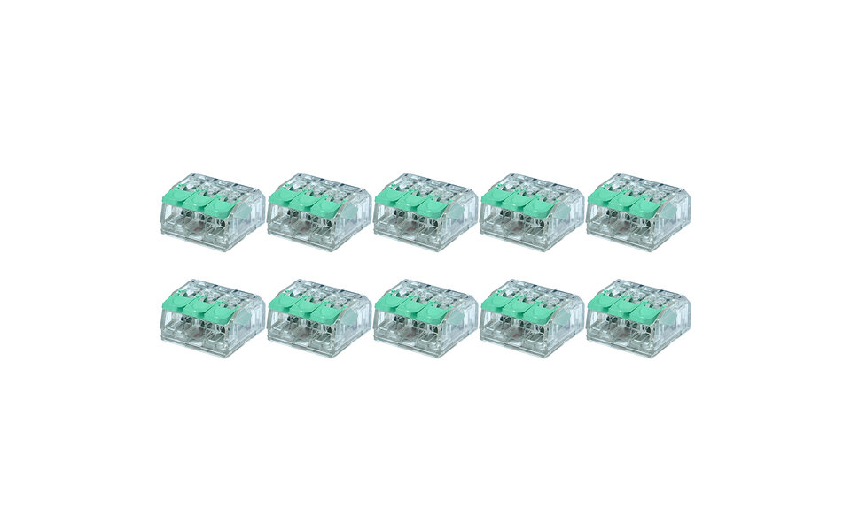 HLW LED Lasklem Slim Set 10 Stuks - 3 Polig Klemmen voor LED Toebehoren Groen