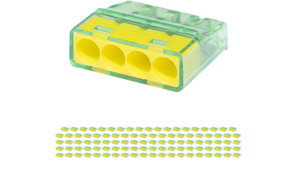 HLW LED Vintex 4-pole solder terminal Yellow - 100 pieces, LED accessories, 0.2-2.5 mm² HLW LED Vintex 4-pole solder terminal Yellow - 100 pieces, LED accessories, 0.2-2.5 mm²