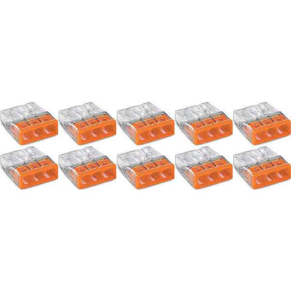 WAGO WAGO 3-pole welding clamp 0.5-2.5mm² Orange - Transparent - 10 pieces LED accessories