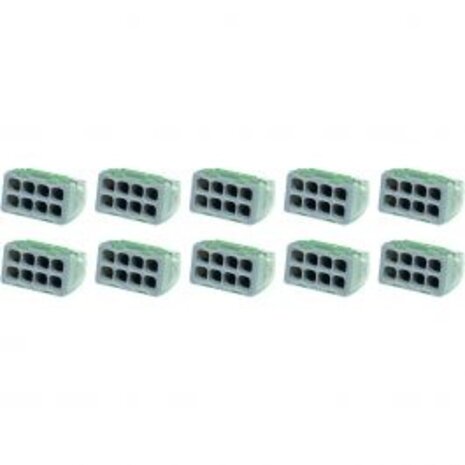 Vintex 8 Polige Lasklem - 0.2-2.5 mm² - Grijs - 10 Stuks LED Toebehoren