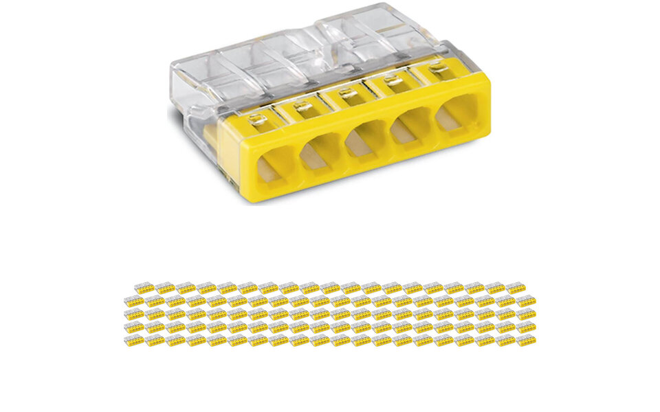 WAGO WAGO 5-pin solder terminal - 0.5-2.5mm² - LED accessories - 100 pieces Yellow