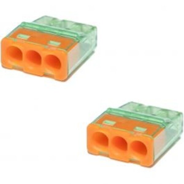 HLW LED Vintex 3-pole Orange Splice Connector 0.2-2.5 mm² - Reliable LED Accessories, 2 Pieces