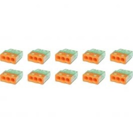 Vintex 3-pole Orange Splice Connector 0.2-2.5 mm² - LED Accessories - 10 Pieces