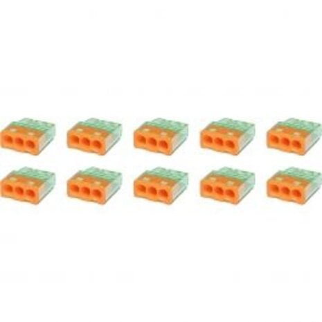 Vintex 3-polige Oranje Lasklem 0.2-2.5 mm² - LED Toebehoren - 10 Stuks
