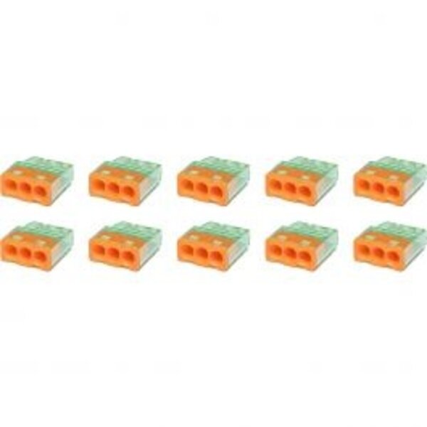 HLW LED Vintex 3-pole Orange Splice Connector 0.2-2.5 mm² - LED Accessories - 10 Pieces