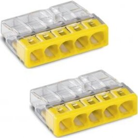 WAGO Lasklem 5-polig Geel - 0.5-2.5mm² - 2 Stuks LED Toebehoren