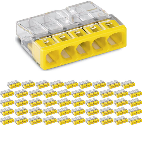 WAGO WAGO 5-polige Gele Lasklem 0.5-2.5mm² - 50 Stuks | LED Toebehoren