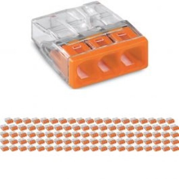 WAGO WAGO 3-pole 0.5-2.5mm² Orange - Transparent LED Accessories - 100 Pieces