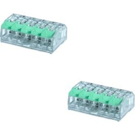 Lasklem Slim Set 2 Stuks - 5 Polig met Groene Klemmetjes voor LED Toebehoren