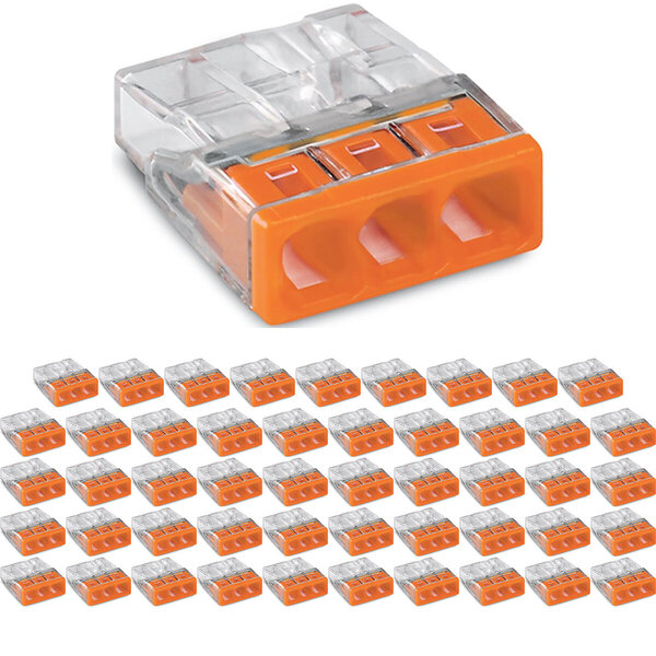 WAGO WAGO 3-pole Welding Terminal 0.5-2.5mm² Orange - Transparent LED Accessories - 50 Pieces