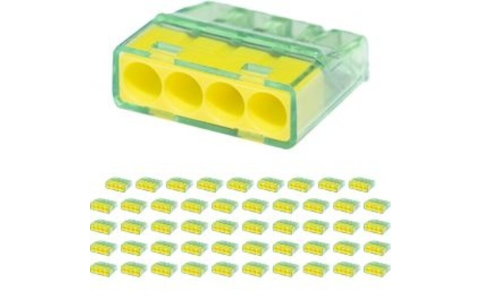 HLW LED Vintex 4-pole solder terminal block, yellow, 0.2-2.5 mm² - Reliable LED accessories - 50 pieces HLW LED Vintex 4-pole solder terminal block, yellow, 0.2-2.5 mm² - Reliable LED accessories - 50 pieces