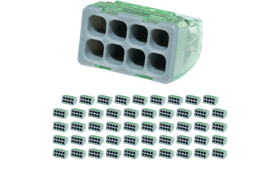 HLW LED Vintex 8-polige Lasklem 0.2-2.5 mm² Grijs - Betrouwbaar LED Toebehoren, 50 stuks HLW LED Vintex 8-polige Lasklem 0.2-2.5 mm² Grijs - Betrouwbaar LED Toebehoren, 50 stuks