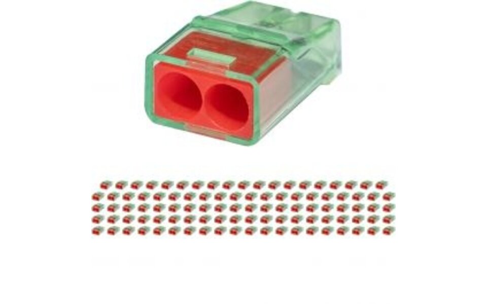 HLW LED Vintex 2-polige Lasklem 0.2-2.5 mm² Rood - Veilig LED toebehoren - 100 stuks