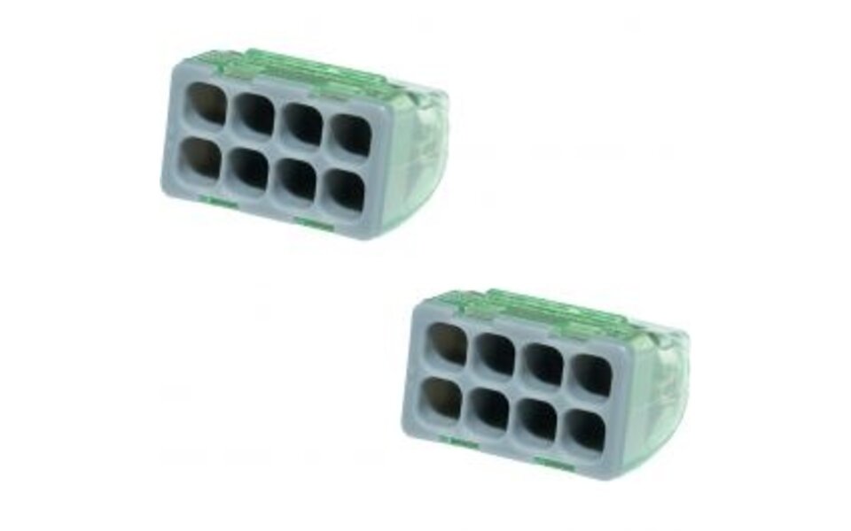HLW LED Lasklem 8-polig Vintex 0.2-2.5 mm² - Grijs - LED toebehoren set van 2 HLW LED Lasklem 8-polig Vintex 0.2-2.5 mm² - Grijs - LED toebehoren set van 2
