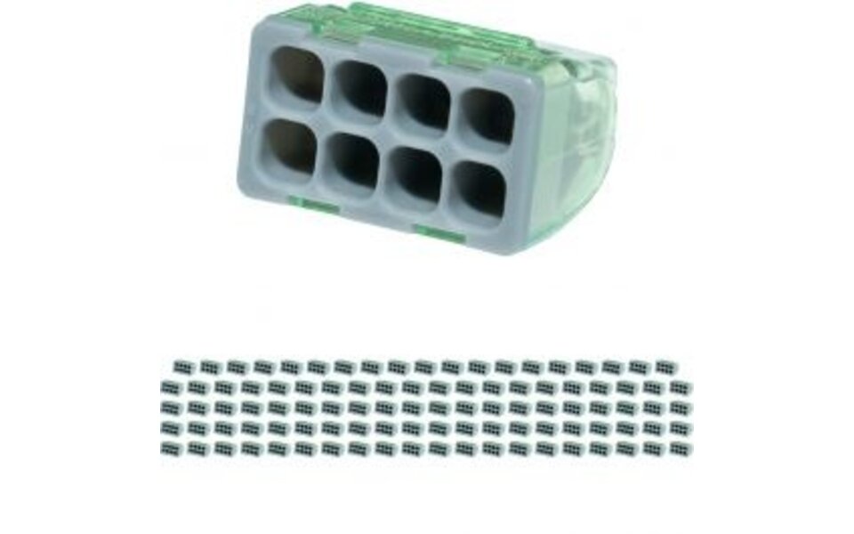 HLW LED Vintex Lasklem 8-polig 0.2-2.5 mm² – Grijs – 100 stuks – LED toebehoren