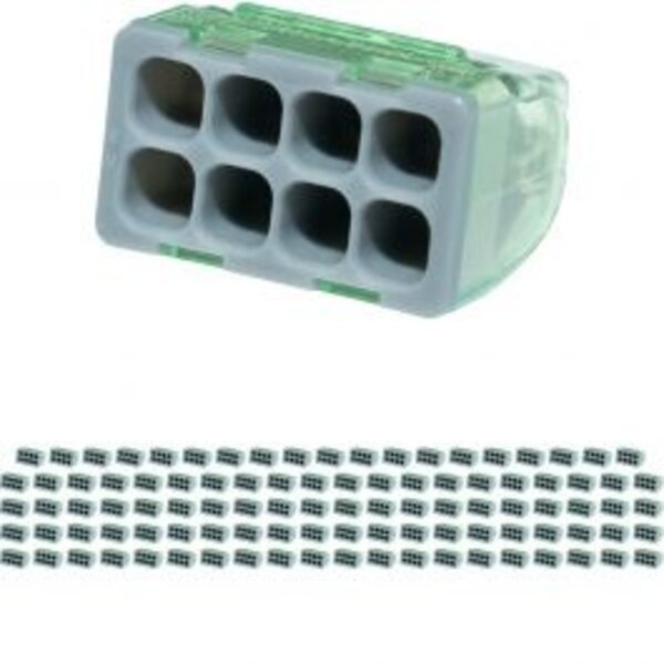 HLW LED Vintex Lasklem 8-polig 0.2-2.5 mm² – Grijs – 100 stuks – LED toebehoren