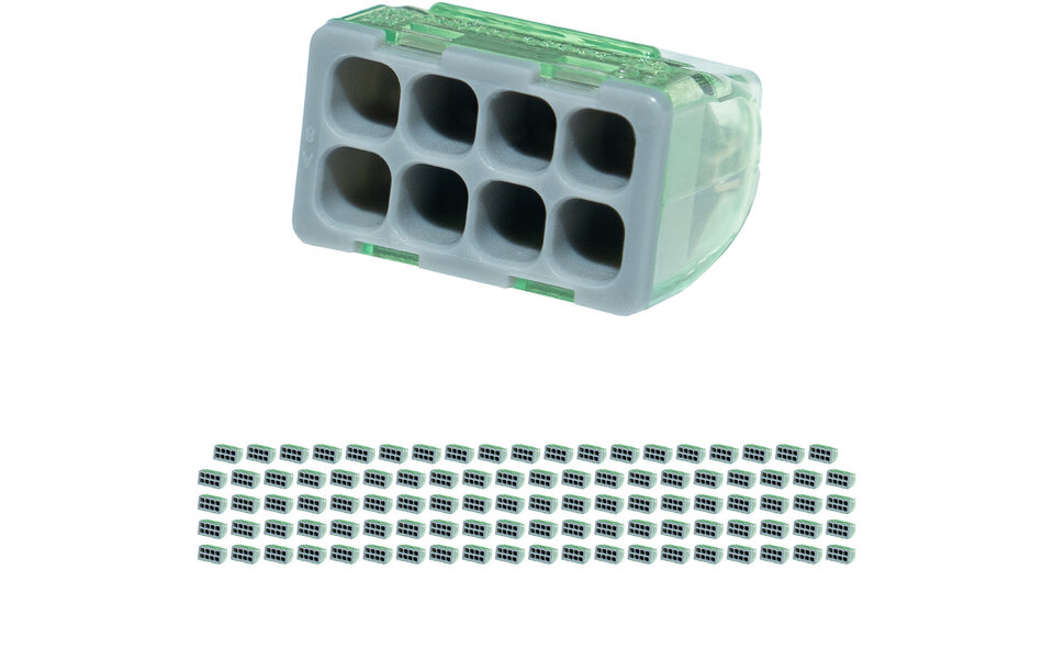 HLW LED Vintex Lasklem 8-polig 0.2-2.5 mm² – Grijs – 100 stuks – LED toebehoren