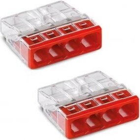 WAGO 4-pole solder terminal block, red - 0.5-2.5 mm² - 2 pieces