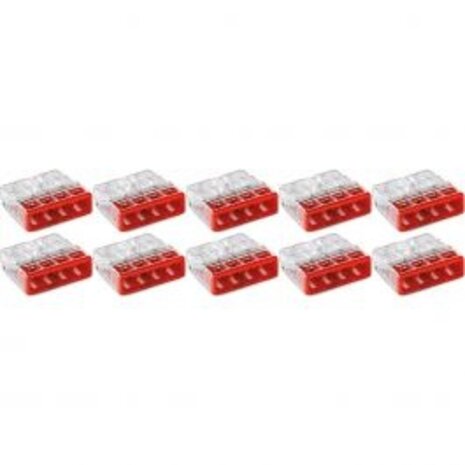 WAGO 4-pole red welding clamp 0.5-2.5mm² - 10 pieces for LED accessories