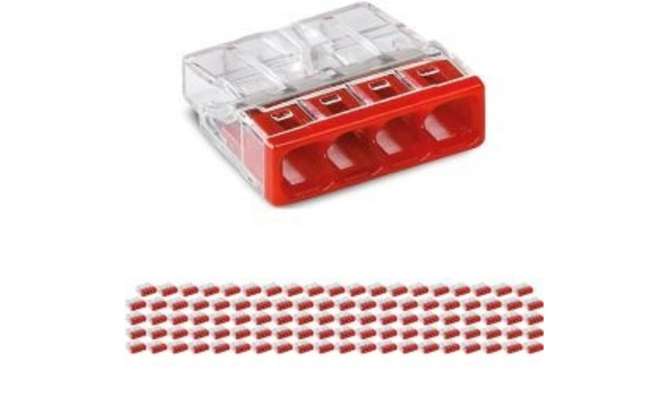 WAGO WAGO 4-pole red terminal block 0.5-2.5mm² - Transparent - LED accessories - 100 pieces