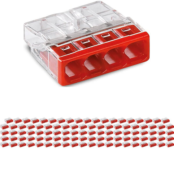 WAGO WAGO Lasklem 4-polig Rood 0.5-2.5mm² - Transparant - LED toebehoren - 100 stuks
