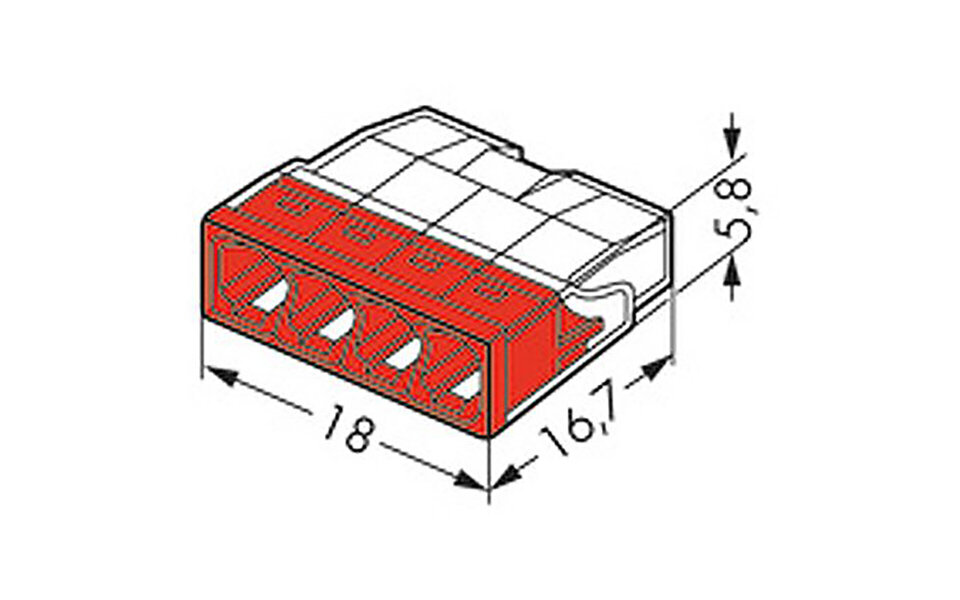 WAGO WAGO 4-pole red terminal block 0.5-2.5mm² - Transparent - LED accessories - 100 pieces