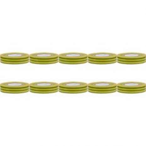 Yurga Isolatietape 10 Pack Groen/Geel 20mmx20m - Perfect voor LED Toebehoren