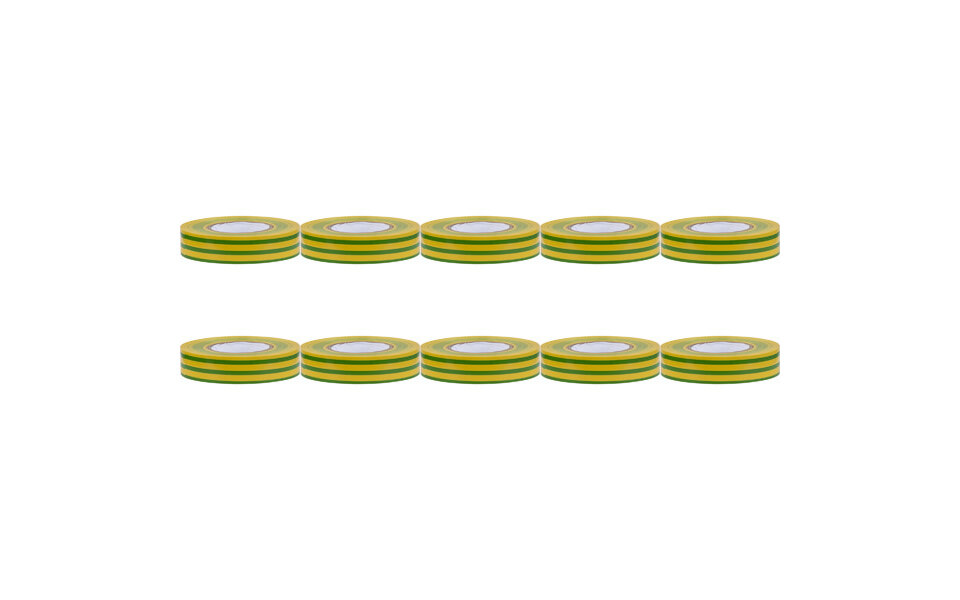 HLW LED Yurga Insulation Tape 10 Pack Green/Yellow 20mmx20m - Perfect for LED Accessories