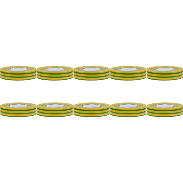 HLW LED Yurga Isolatietape 10 Pack Groen/Geel 20mmx20m - Perfect voor LED Toebehoren