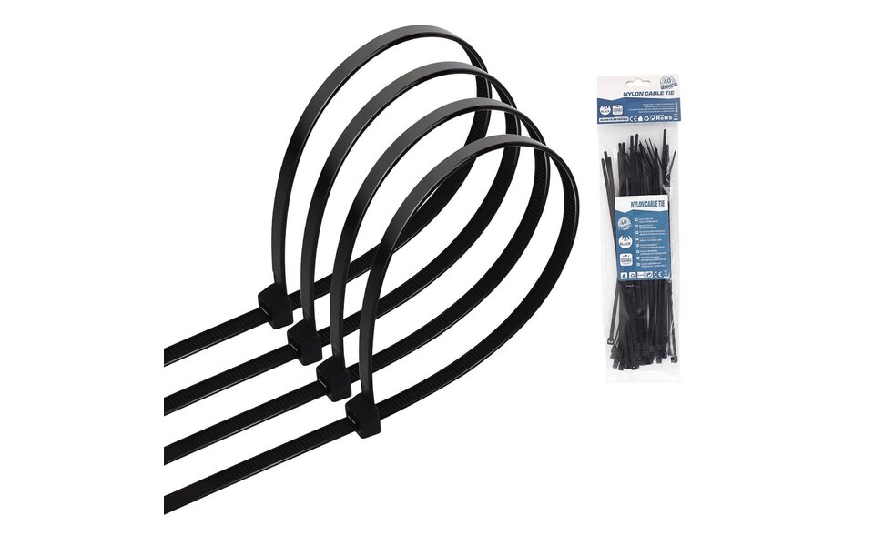 HLW LED Tie Wraps Zwart 3.6x200mm - 40 Stuks | Duurzaam LED Toebehoren