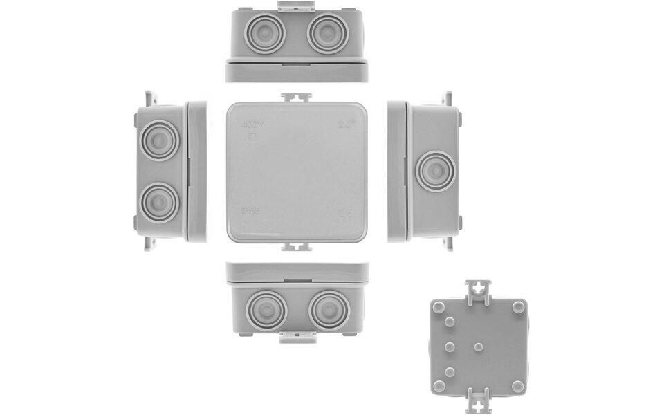 Velvalux Velvalux Panoboxpro Kabeldoos - IP55, IK10, Vierkant 75x75x40mm, Perfect voor Licht Snoer en LED Toebehoren Velvalux Velvalux Panoboxpro Kabeldoos - IP55, IK10, Vierkant 75x75x40mm, Perfect voor Licht Snoer en LED Toebehoren