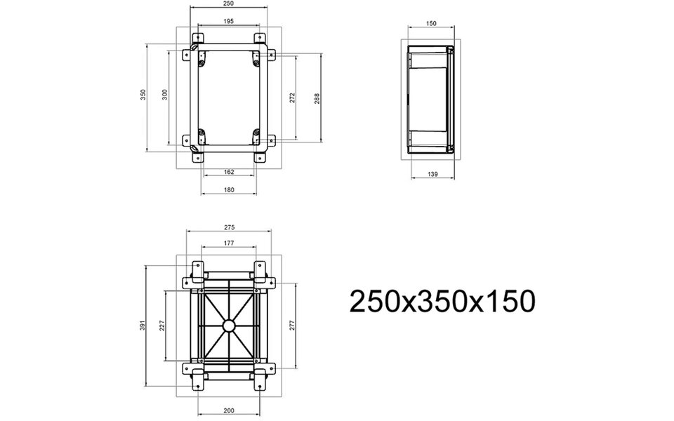 Velvalux Lege Groepenkast 350x250x150mm Velvalux Panoboxpro - Waterdicht IP65 voor LED Toebehoren