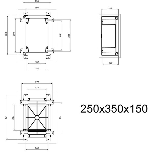 Velvalux Lege Groepenkast 350x250x150mm Velvalux Panoboxpro - Waterdicht IP65 voor LED Toebehoren