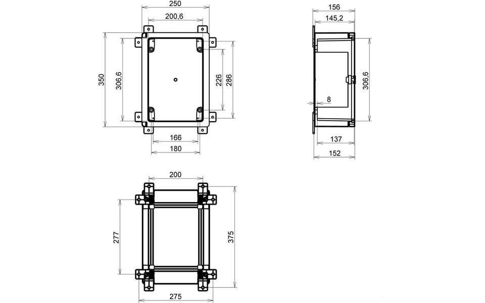 Velvalux Empty Group Cabinet Velvalux Panoboxpro 280x210x130mm with transparent cover and LED accessories